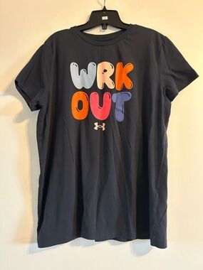 Under Armour Black Tee with Colorful WRK OUT Graphic